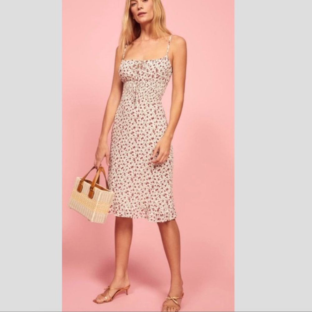 Reformation Genie Midi Dress, Alexandria, Size 8